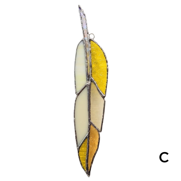 Stained Glass Feather Yellow By Seven Stained Glass At Maker House Co