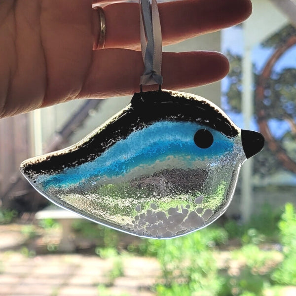 Suncatcher en verre fondu - Oiseau bleu