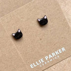 Ceramic Stud Earrings - Black Cats