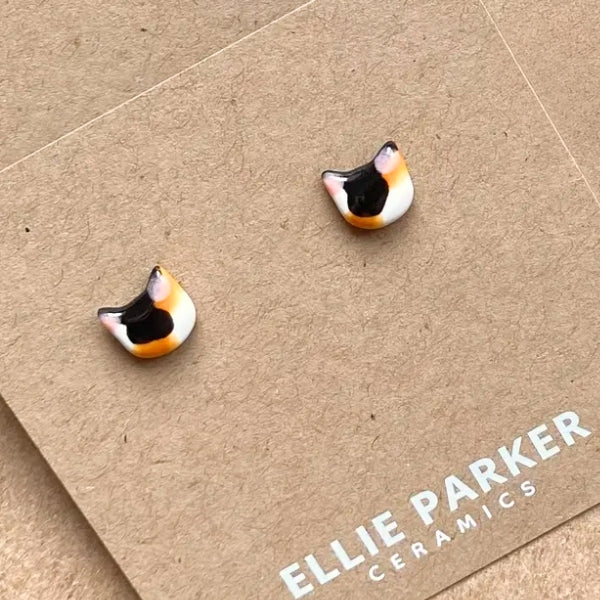 Ceramic Stud Earrings - Calico Cats