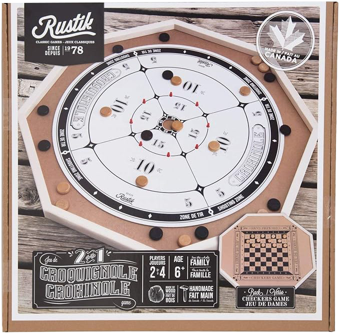 Rustik Games Crokinole & Checkers game.