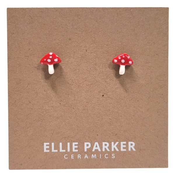 Ceramic Stud Earrings - Mushrooms