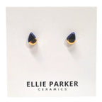 Ceramic Stud Earrings - Navy Blue Teardrops