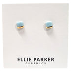 Ceramic Stud Earrings - Sky Blue Squares