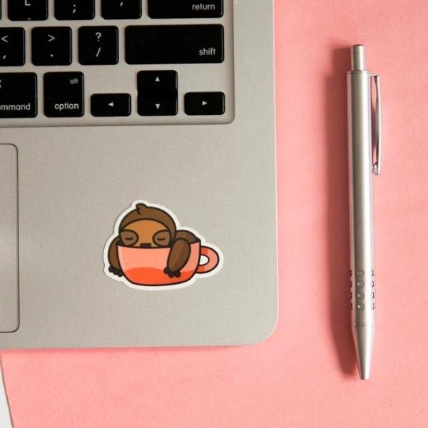 Coffee Sloth Vinyl Sticker