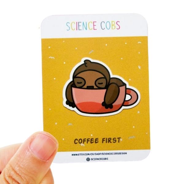 Coffee Sloth Vinyl Sticker