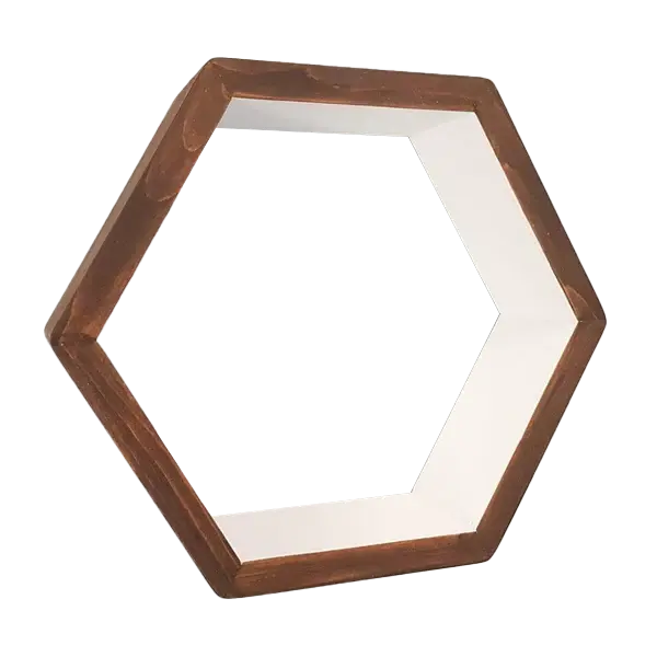Étagère Hexagonale Flottante - Noyer et Blanc