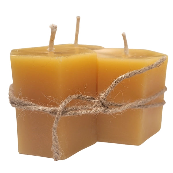 Bougie hexagonale en cire d'abeille, lot de 3