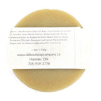 Bar of shampoo with label listing ingredients