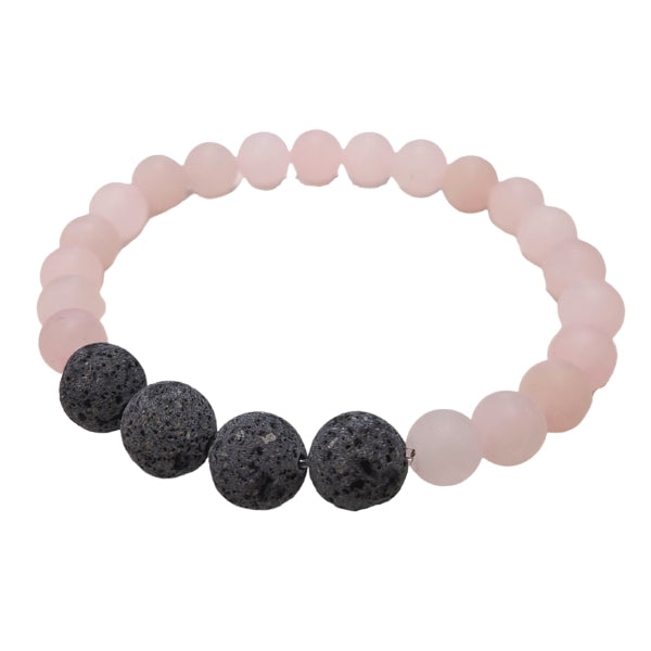 Volcanic Lava Rock Diffuser Bracelet - Rose Quartz