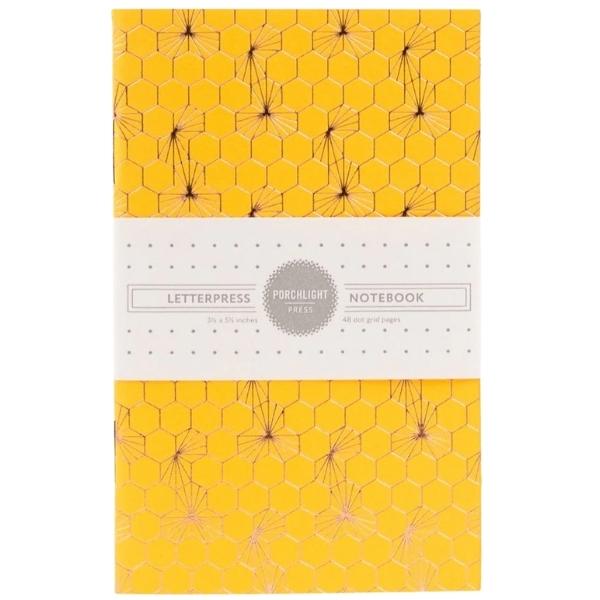 Small Notebook - Yellow w/ Honeycomb Foil (Dot Pages)
