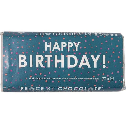 Happy Birthday Dark Chocolate w/ Cashews Bar (Teal)