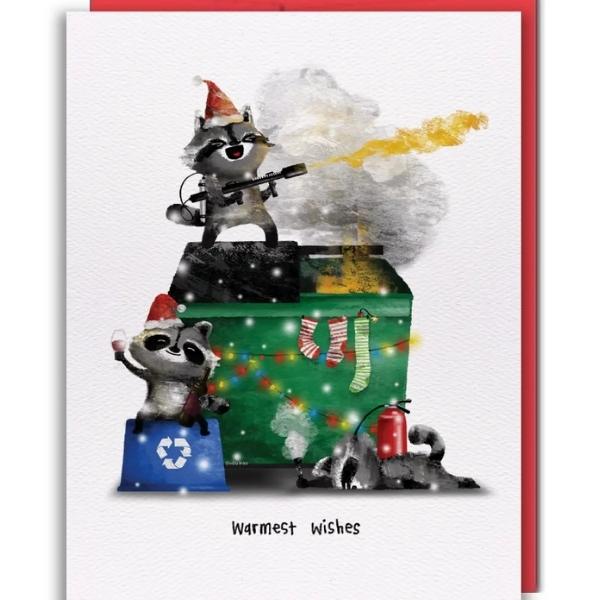 Warmest Wishes Dumpster Fire Christmas Card