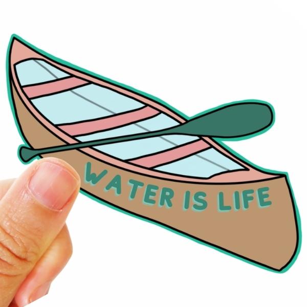 Water Is Life Canoe Vinyl Sticker