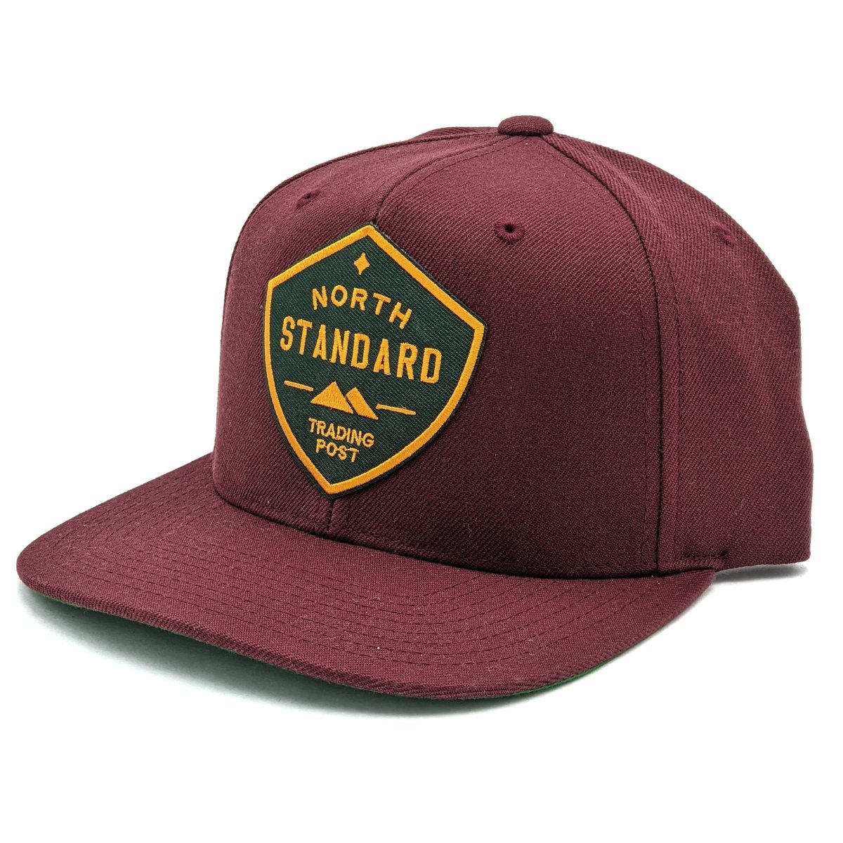 Adult Shield Snapback Hat - Maroon w/Spruce Patch - North Standard Trading Post