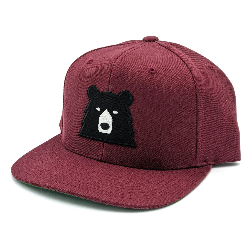 Adult Snapback Hat - Maroon w/Black Bear - North Standard Trading Post