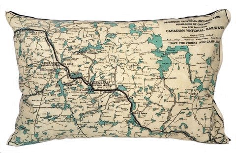 Algonquin Park Vintage Map Pillow - Vintage Map Co.