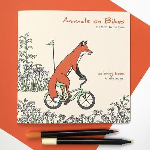 Animals on Bikes (Forest to Town) Colouring Book (Final Sale) - Amelie Legault