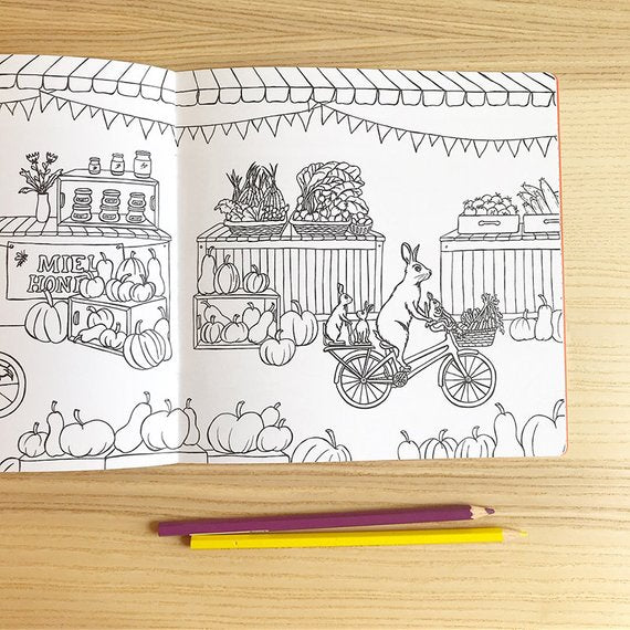 Animals on Bikes (Forest to Town) Colouring Book (Final Sale) - Amelie Legault