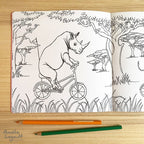 Animals on Bikes (Jungle to Sea) Colouring Book (Final Sale) - Amelie Legault