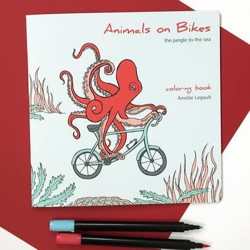 Animals on Bikes (Jungle to Sea) Colouring Book (Final Sale) - Amelie Legault