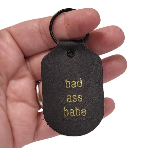 Leather Key Chain - Bad Ass Babe by Hand and Sew at Maker House Co.