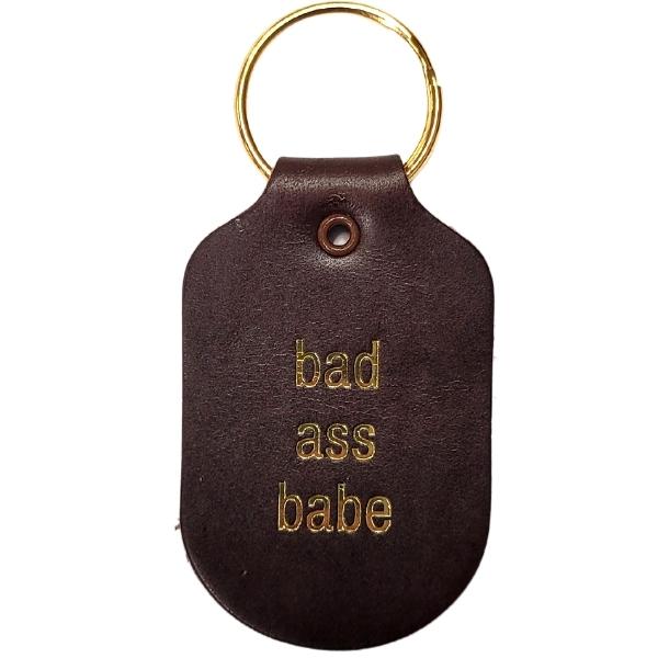 Leather Key Chain - Bad Ass Babe by Hand and Sew at Maker House Co.