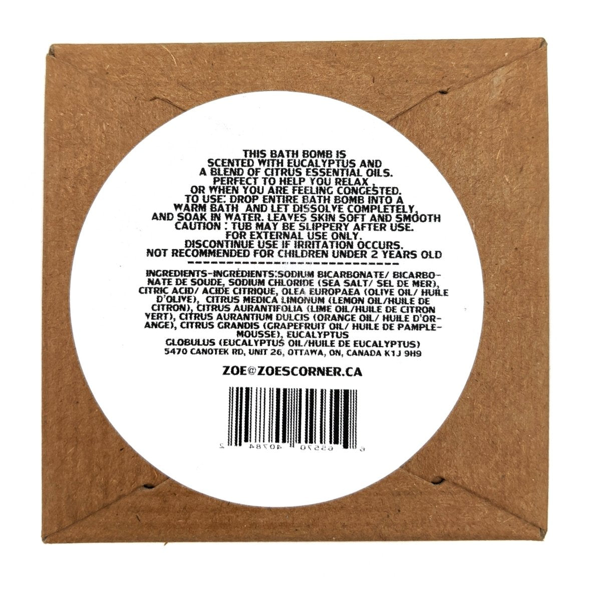 Bath Bomb - Eucalyptus Citrus (Final Sale) - Zoe's Corner