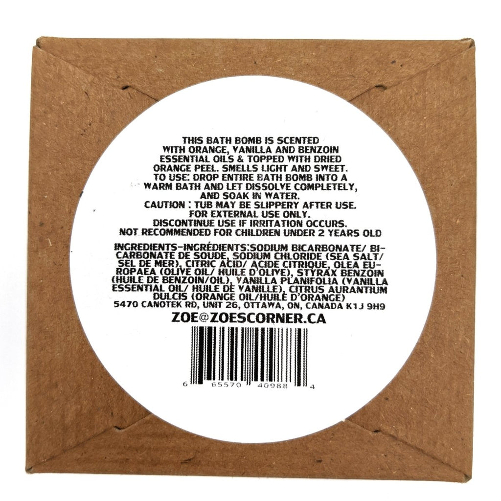 Bath Bomb - Orange Vanilla (Final Sale) - Zoe's Corner
