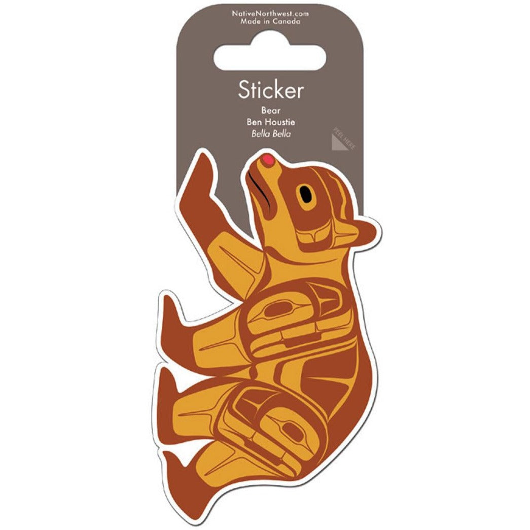 Sticker of an Indigenous art-style bear.