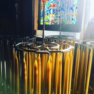 Beeswax Tapered Candles (Attached Set of Two) - Lucky Clover Candles