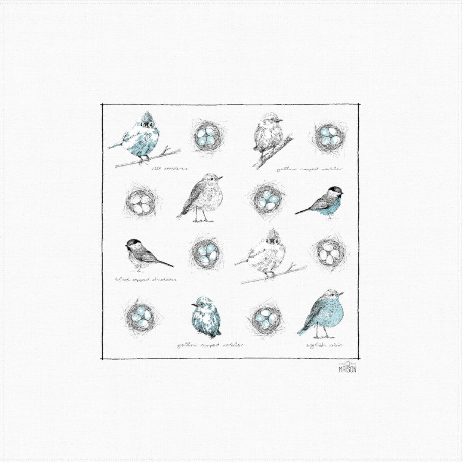 Birds Tea Towel - petits mots