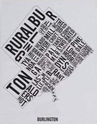 Burlington Word Map (20" x 26") (Final Sale) - Alexandre Laquerre