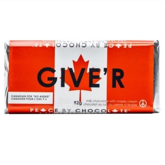 Canadian Sayings Milk Chocolate w/ Maple Bar - GIVE'R - Peace by Chocolate