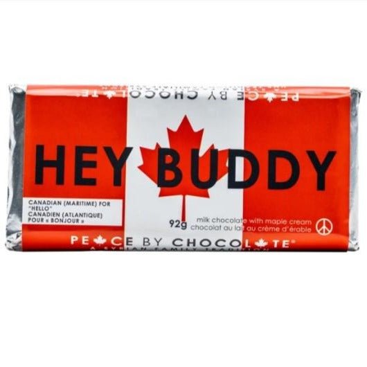 Canadian Sayings Milk Chocolate w/ Maple Bar - HEY BUDDY - Peace by Chocolate