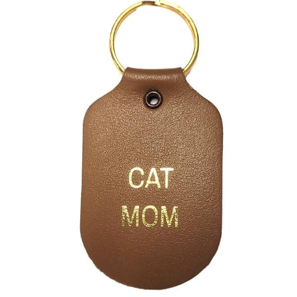 Leather Key Chain - Cat Mom