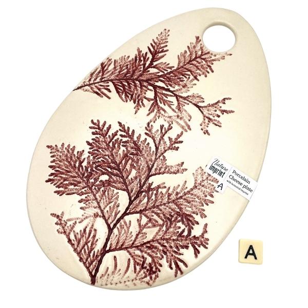 Ceramic Cheese Platter - Red - Nature Imprint
