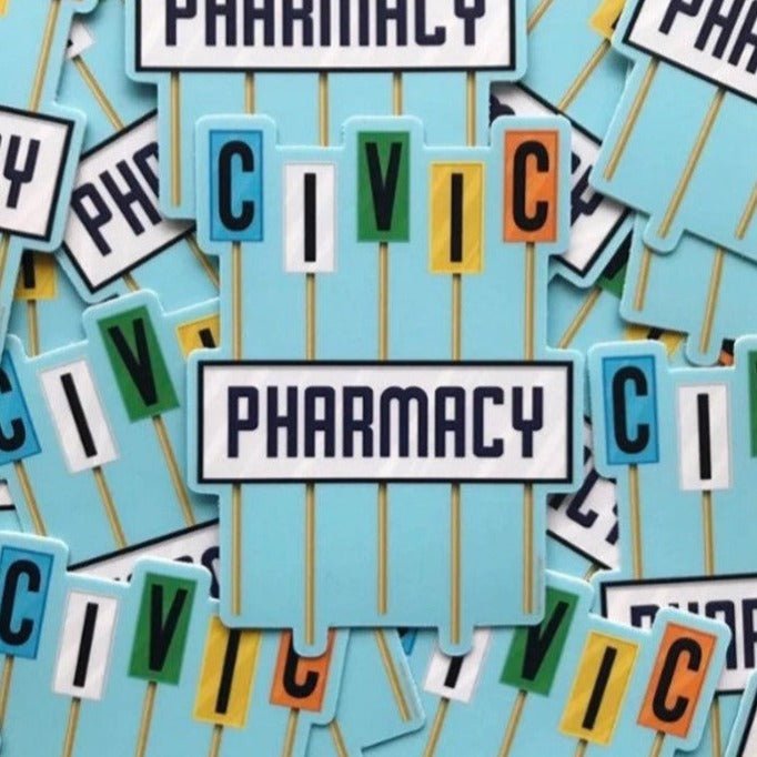 Civic Pharmacy Sticker - Damn Fine Prints