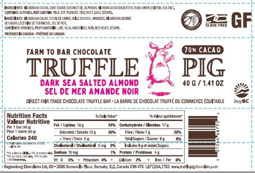 Dark Sea Salted Almond Chocolate Bar - Truffle Pig Chocolate