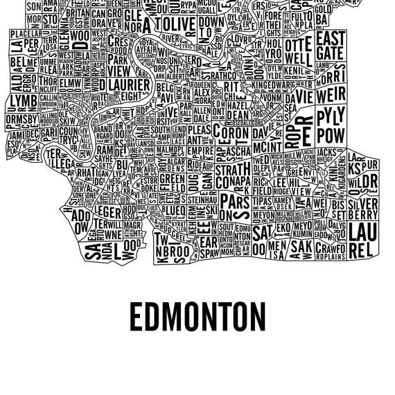 Edmonton Word Map (12" x 18") - Alexandre Laquerre