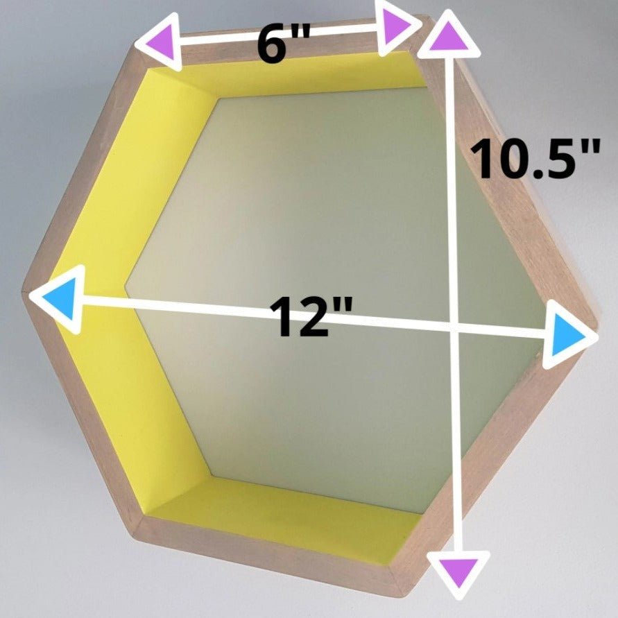 Floating Hexagon Shelf - Walnut & White - Wood Chip Decor