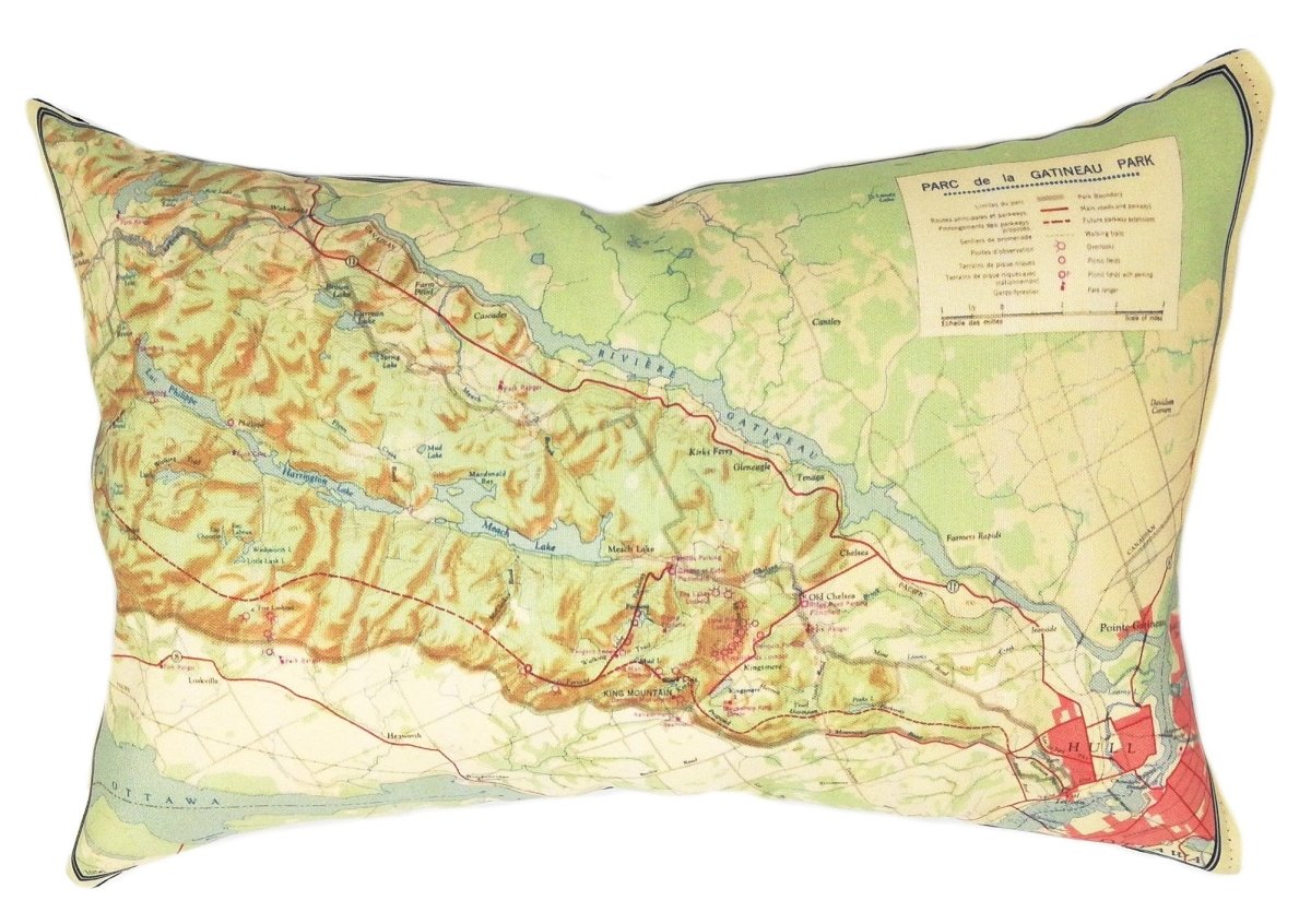 Gatineau Park Vintage Map Pillow - Vintage Map Co.