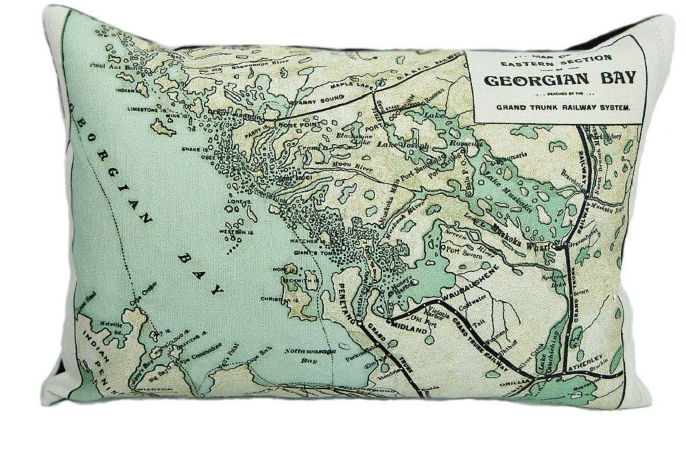 Georgian Bay Vintage Map Pillow - Vintage Map Co.