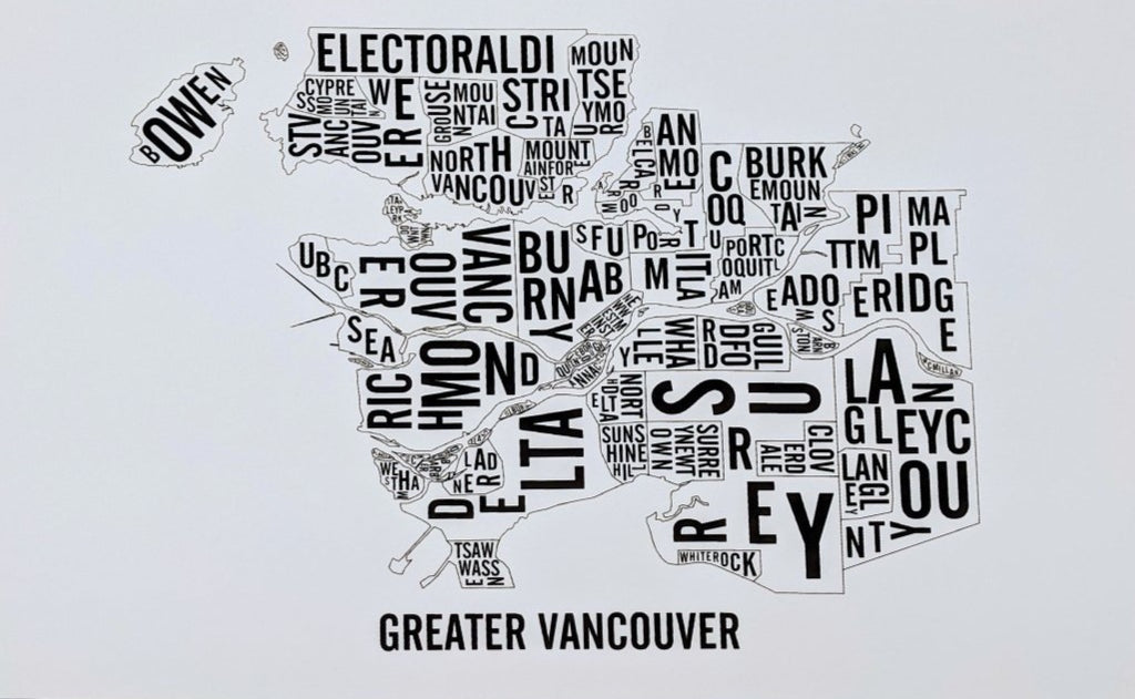 Greater Vancouver Word Map (20" x 26") (Final Sale) - Alexandre Laquerre
