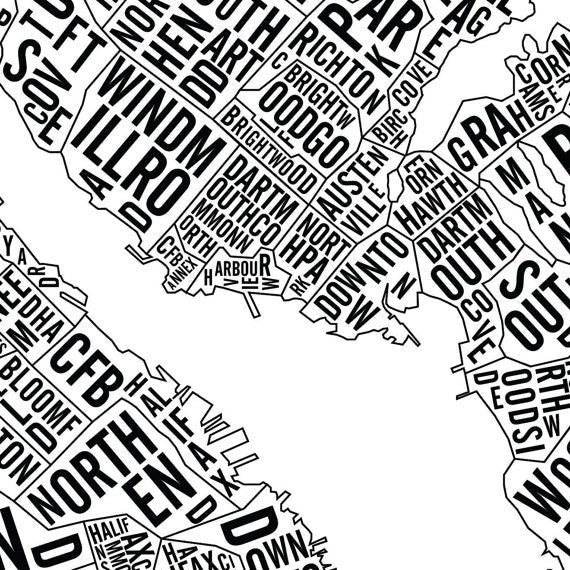 Halifax-Dartmouth Word Map (20" x 26") (Final Sale) - Alexandre Laquerre