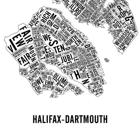Halifax-Dartmouth Word Map (20" x 26") (Final Sale) - Alexandre Laquerre