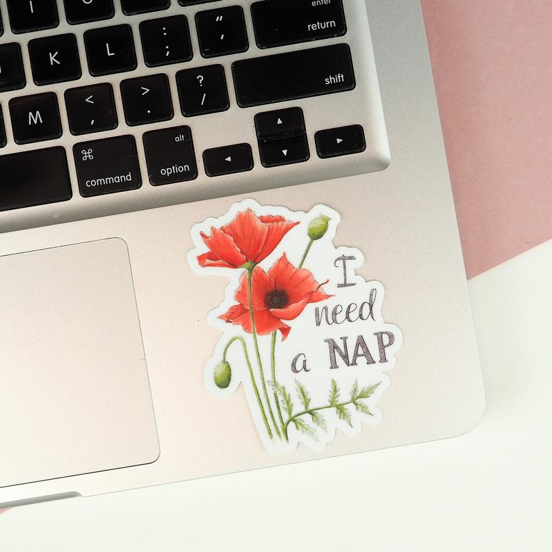 I Need A Nap Vinyl Sticker - Naughty Florals