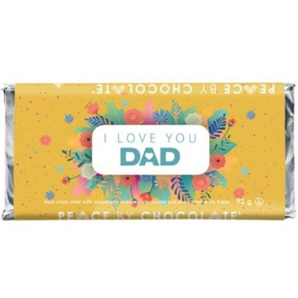 Barre de chocolat noir avec crème aux fraises I Love You Dad