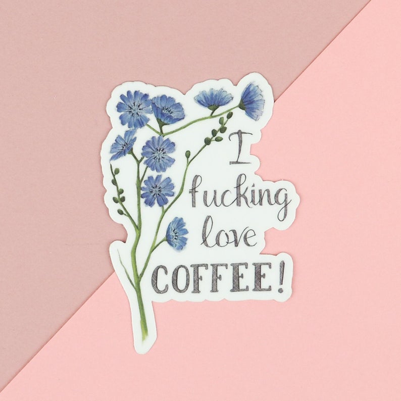 Love Coffee Vinyl Sticker - Naughty Florals