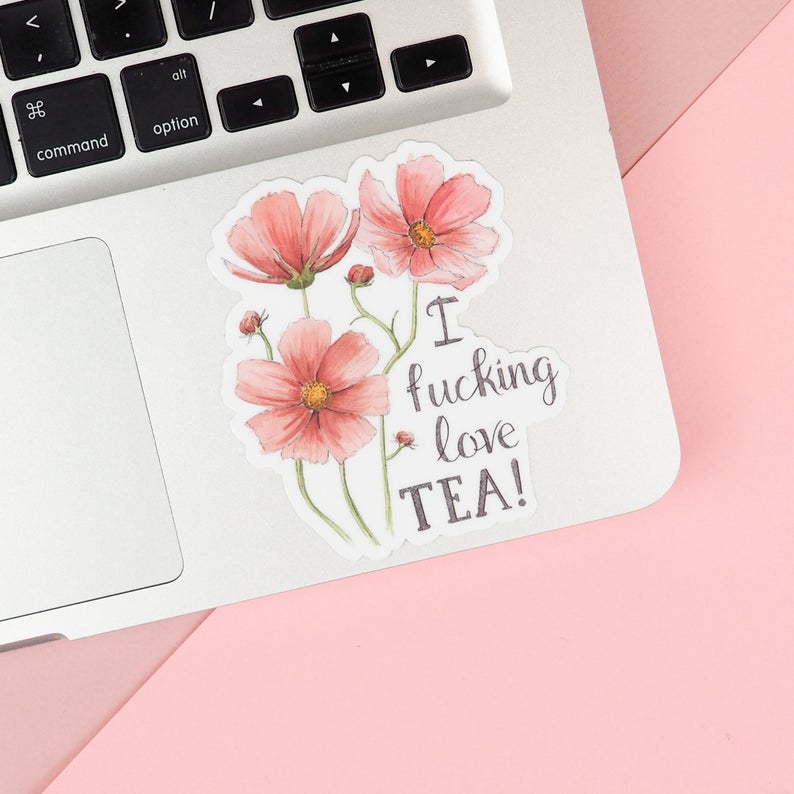 Love Tea Vinyl Sticker - Naughty Florals